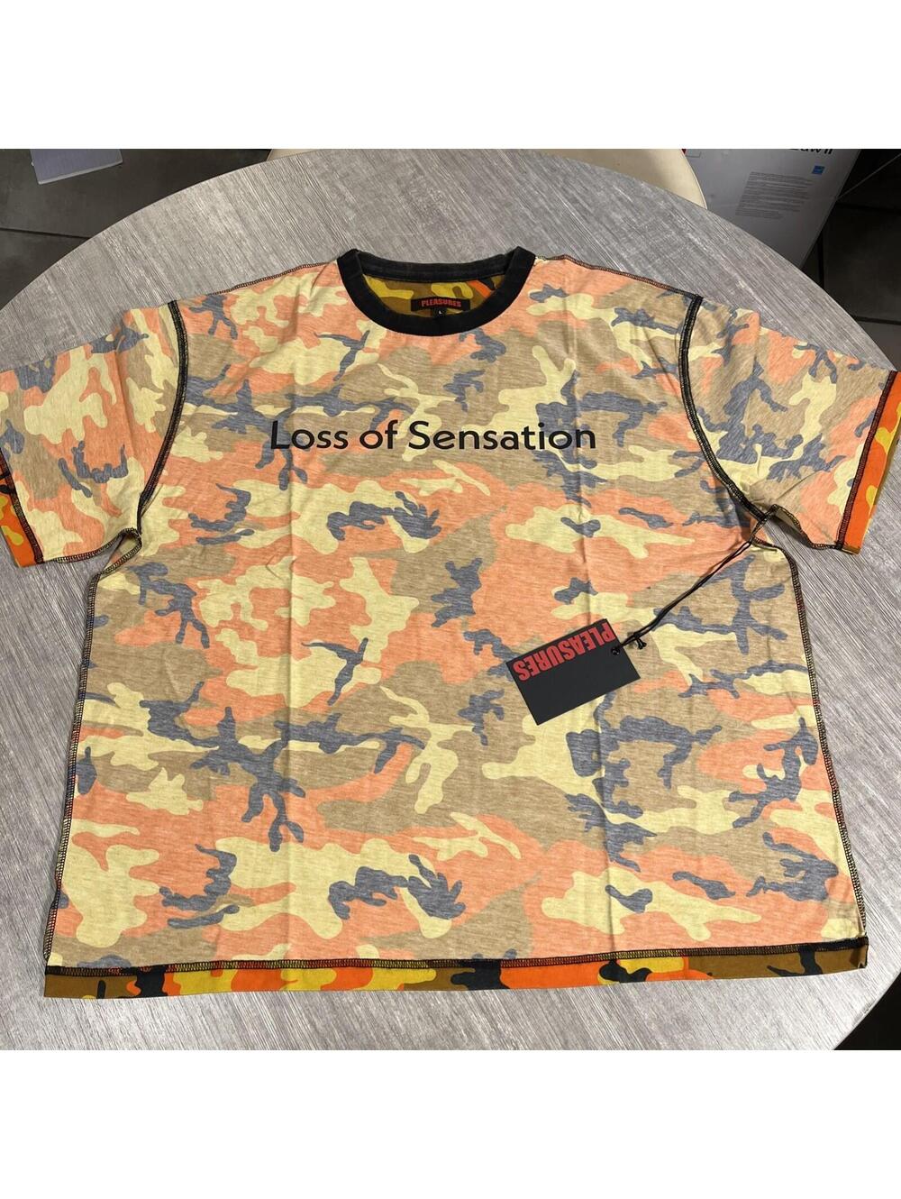 Pleasures Sensation Camo Shirt Orange Reversible T-Shirt Brand New Withtags